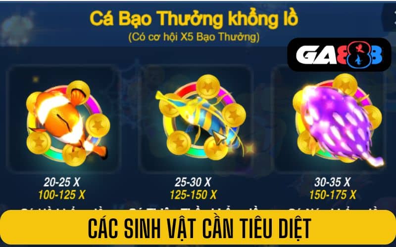 Các sinh vật cần tiêu diệt để nhận thưởng trong Vua đánh cá