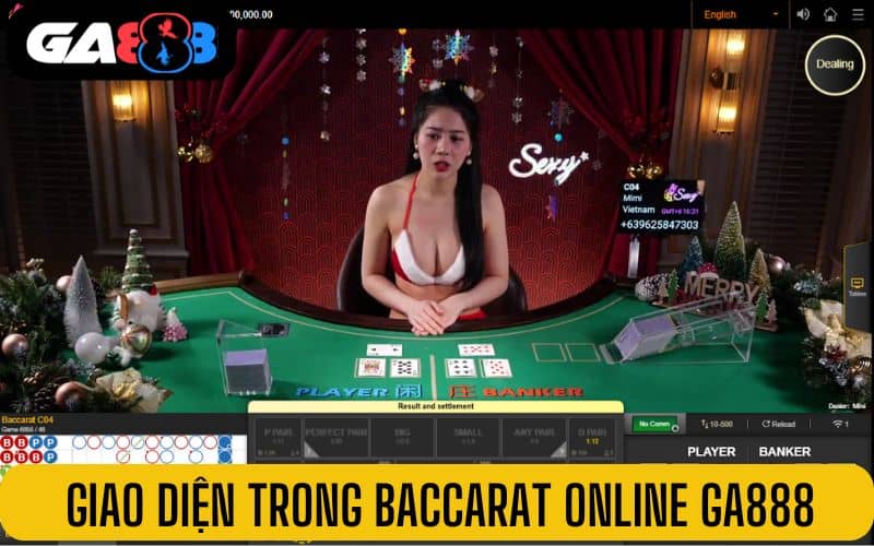 Giao diện và nút chức năng trong ván bài baccarat online GA888