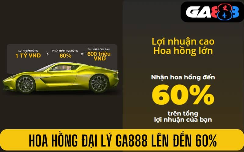 Hoa hồng nhận được khi làm đại lý GA888 lên đến 60%