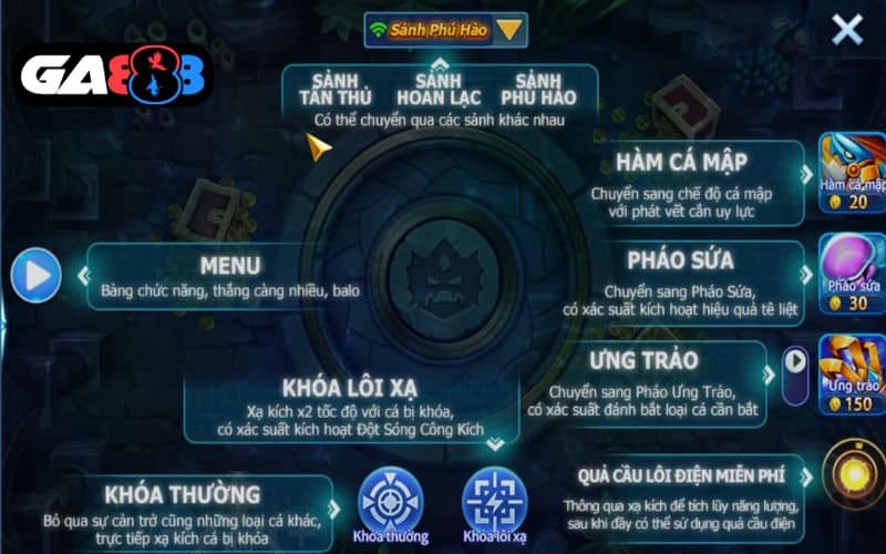 Giao diện và các thành phần trong dàn sao đánh cá